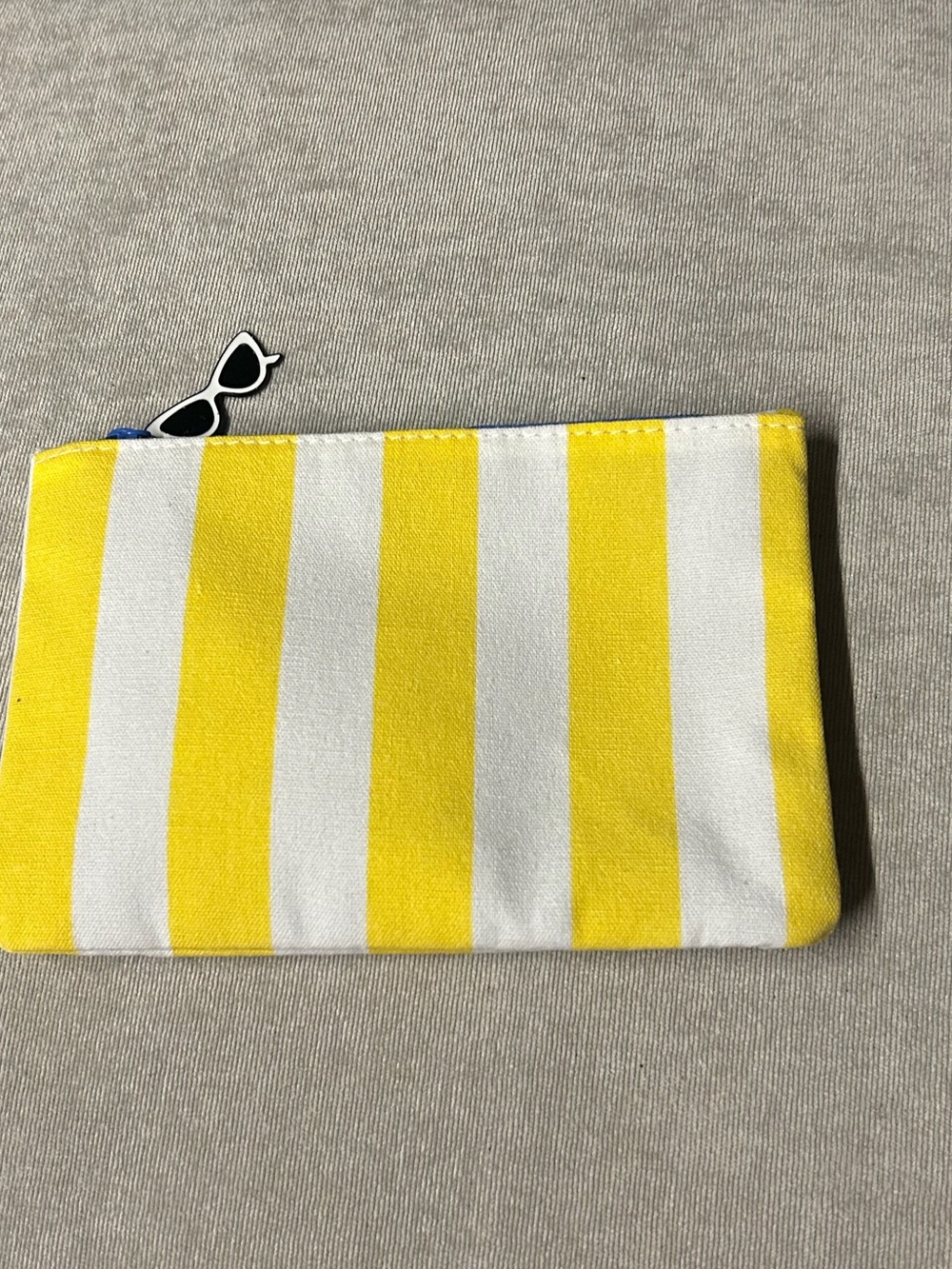 Yellow and White Striped Canvas Pouch
